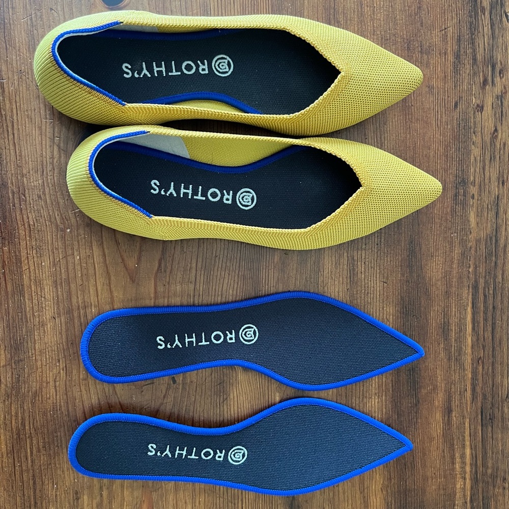 Rothy’s pointed toe yellow marigold flat